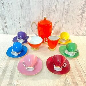 Vintage tea set poland chodziez demitasse espresso cups saucer teapot retro
